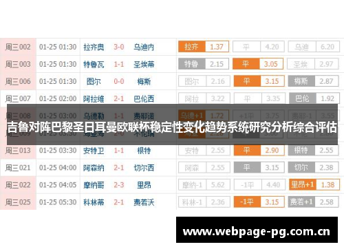 吉鲁对阵巴黎圣日耳曼欧联杯稳定性变化趋势系统研究分析综合评估
